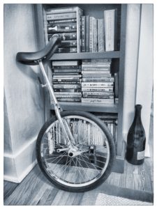 Molly Elwood's unicycle, author of Spartacus Ryan Zander and the Secrets of the Incredible, a Fitzroy Books title